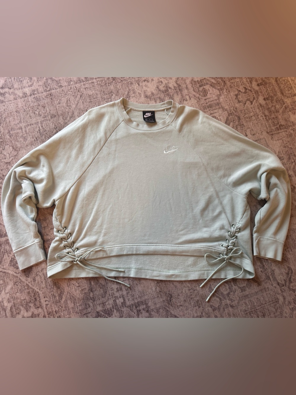 Nike Women's Light Sage Crewneck Sweater with Side Lace-Up